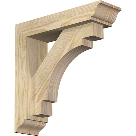 Merced Traditional Rough Sawn Bracket W/ Offset Brace, Douglas Fir, 4W X 14D X 14H